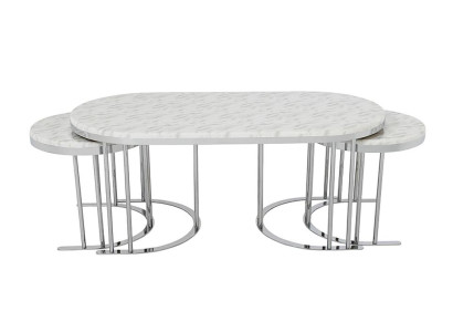 Set 3x Couchtisch Weiß Kaffeetisch Beistelltisch Designer Wohnzimmertisch Tische