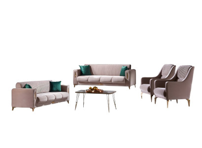 Sofagarnitur Sofa 3+3+1+1 Sitzer Wohnzimmer Set 4tlg Sofas Modern Beige Stil