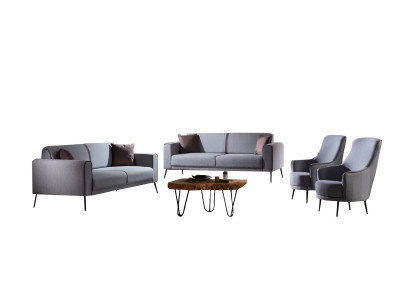 Sofagarnitur Wohnzimmer Set Sofa 3+3+1+1 Sitzer Polster Grau 4tlg Modern Möbel