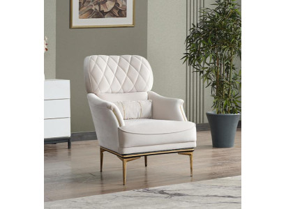 Sessel Sitzer Design Wohnzimmer Polster Holz Polster Moderne Luxus Weiß Möbel