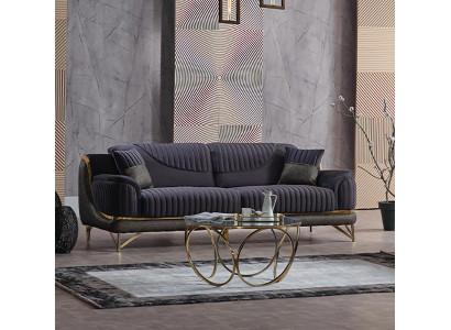 Schwarz Dreisitzer Sofa Lounge Luxus 3-Sitzer Design Couchen Polster Sofas