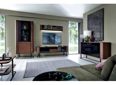Wohnwand Modern TV-Lowboard Luxuriöses Vitrine Wohnzimmer Set 4tlg