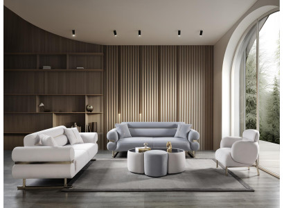 Sofagarnitur 3 2 1 Sitzer Set Design Sofa Polster Couchen Couch Modern Weiß