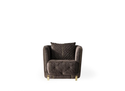 Sessel Club Lounge Designer Lehn Moderne Sessel 1 Sitzer  Polster Braun