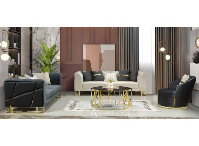 Sofagarnitur  Italienischer Stil Sitzgarnitur Polstergarnitur Sofa Couch 3+3+1