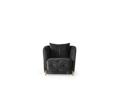 Sessel Club Lounge Designer Lehn Moderne Sessel 1 Sitzer  Polster Schwarz