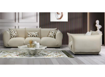 Sofa Couch Garnitur Sitzgruppe Kombination Polster Beige Wohnzimmer Set 4+1