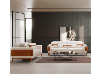 Sofagarnitur in stilvollem Design Atmosphäre von Stil und Wärme