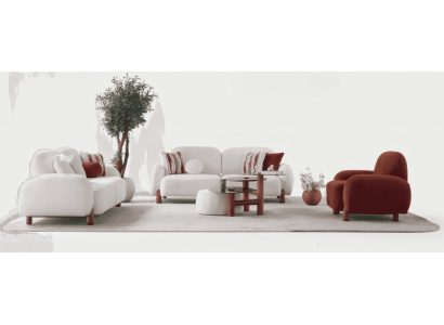 Wohnzimmer Set (Sofagarnitur 3+3+1) mit klaren Formen und angenehmer Haptik.